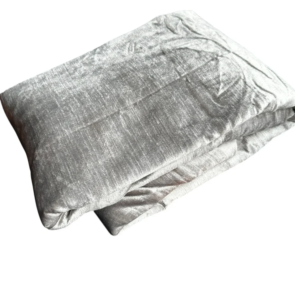 NWOT QUINCE Luster Velvet Curtain Cotton Back Light Filtering Silver 48x96” - Picture 11 of 14